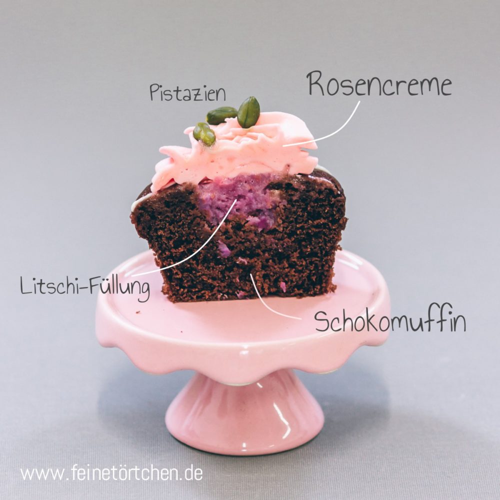 Mademoiselle Cupcake Magdeburg Muffin Diana Rose Schoko Litschi Lychee Rose Pistazie