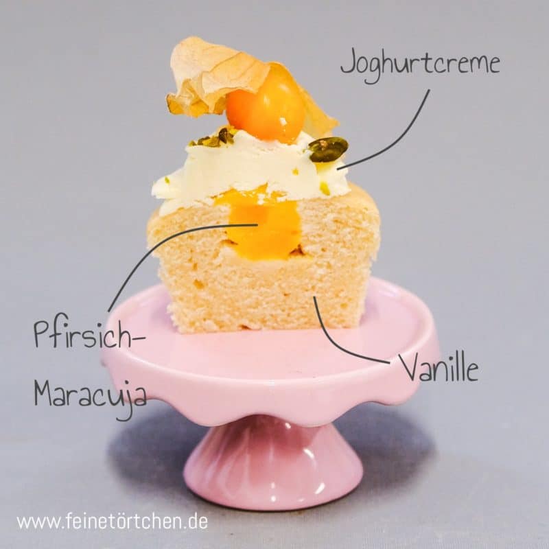 Vanille Pfirsich Maracuja Joghurt Cupcake