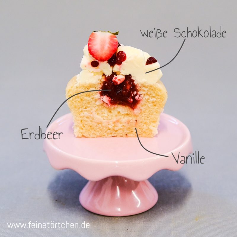 Vanille Erdbeer weiße Schokolade Cupcake